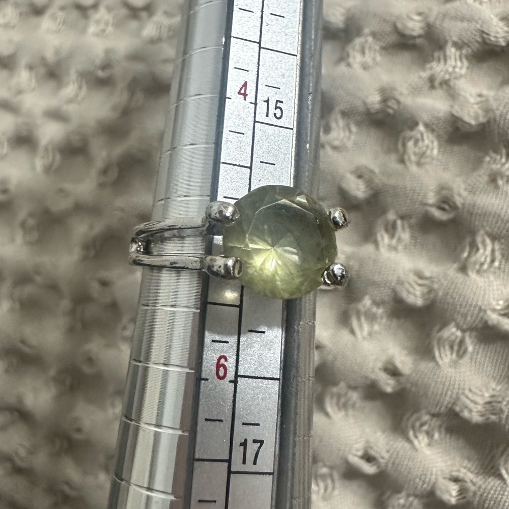 Sea Green Resin Gemstone Statement Ring Silver Tone Band | Boho Artisan - Picture 1 of 6